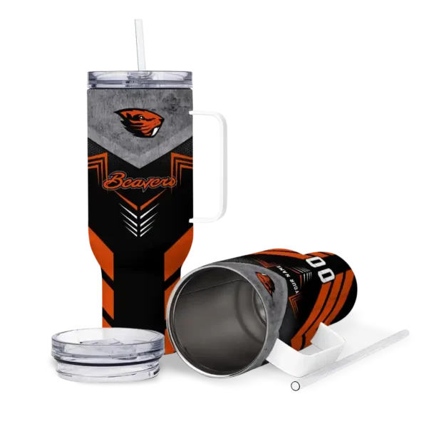 personalized oregon state beavers arrow armor orange black curved tumbler high quality.webp