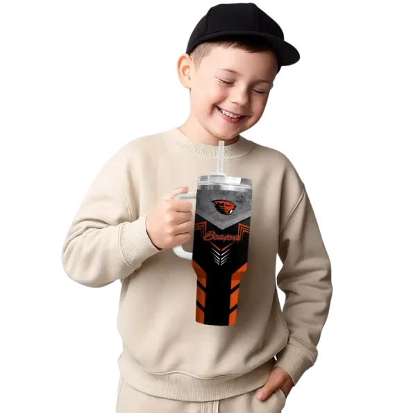 personalized oregon state beavers arrow armor orange black curved tumbler latest model.webp