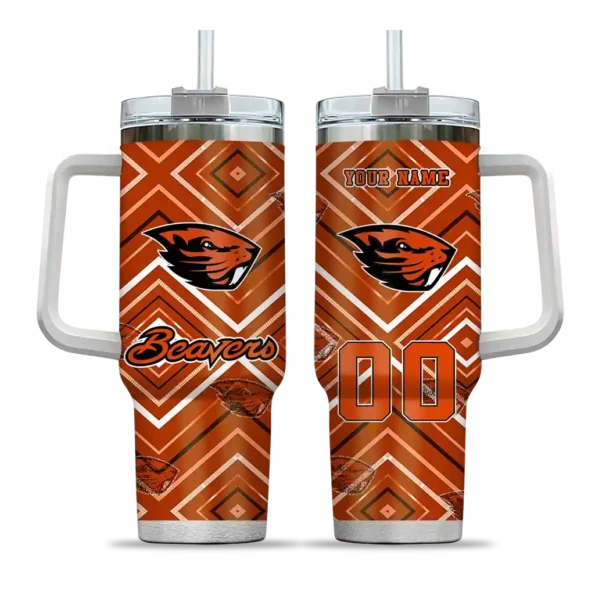 personalized oregon state beavers bold diamonds orange curved tumbler best selling.webp