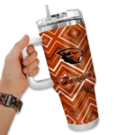 personalized oregon state beavers bold diamonds orange curved tumbler best selling.webp