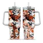 personalized oregon state beavers camo mashup orange white curved tumbler best selling.webp