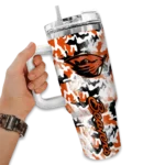 personalized oregon state beavers camo mashup orange white curved tumbler best selling.webp