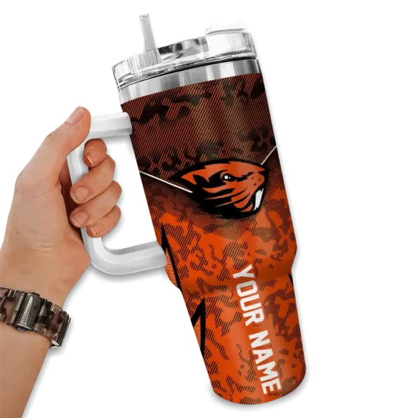 personalized oregon state beavers chevron stripe orange curved tumbler fashion forward.webp