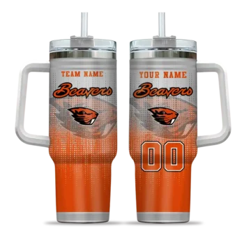personalized oregon state beavers gradient dots orange curved tumbler best selling.webp
