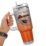 personalized oregon state beavers gradient dots orange curved tumbler best selling.webp