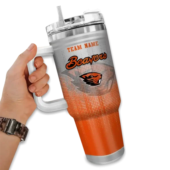 personalized oregon state beavers gradient dots orange curved tumbler fashion forward.webp