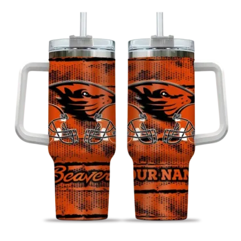personalized oregon state beavers honey streaks orange curved tumbler best selling.webp