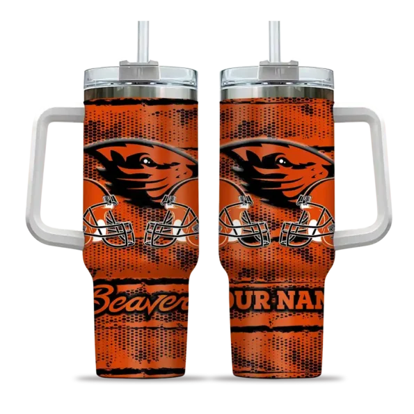 personalized oregon state beavers honey streaks orange curved tumbler best selling.webp