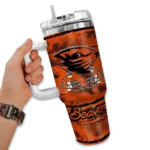 personalized oregon state beavers honey streaks orange curved tumbler best selling.webp