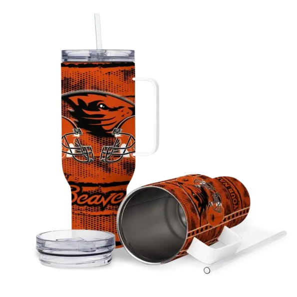 personalized oregon state beavers honey streaks orange curved tumbler high quality.webp