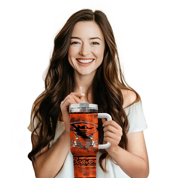 personalized oregon state beavers honey streaks orange curved tumbler premium grade.webp