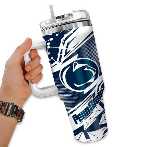 personalized penn state nittany lions abstract paths blue curved tumbler fashion forward.webp