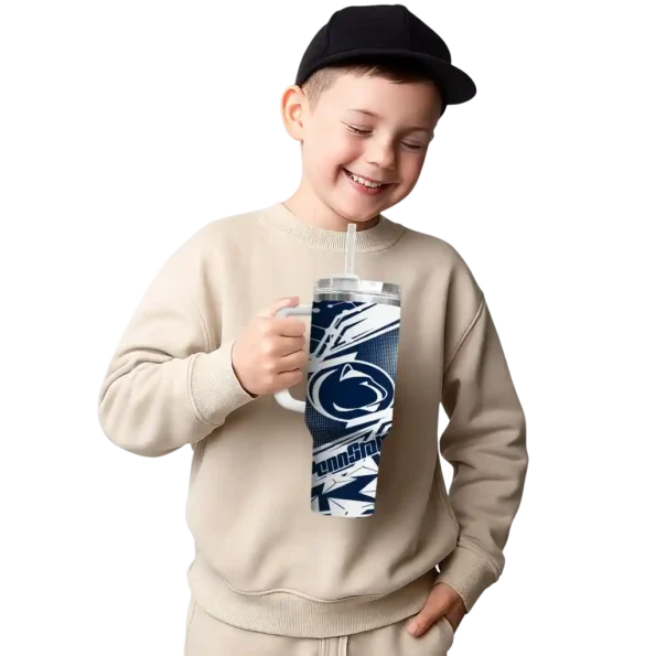 personalized penn state nittany lions abstract paths blue curved tumbler latest model.webp