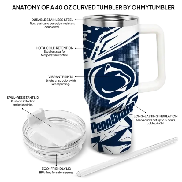 personalized penn state nittany lions abstract paths blue curved tumbler new arrival.webp