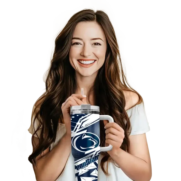 personalized penn state nittany lions abstract paths blue curved tumbler premium grade.webp