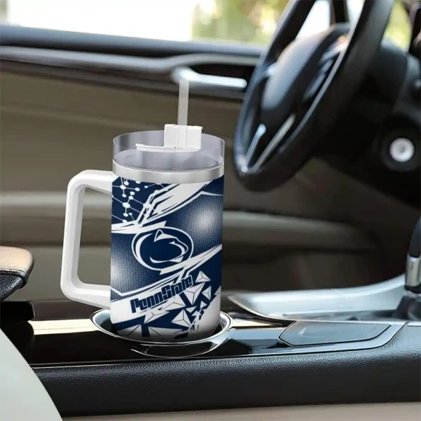 personalized penn state nittany lions abstract paths blue curved tumbler trendy.webp