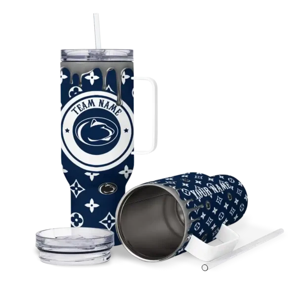 personalized penn state nittany lions bullseye drips blue curved tumbler high quality.webp