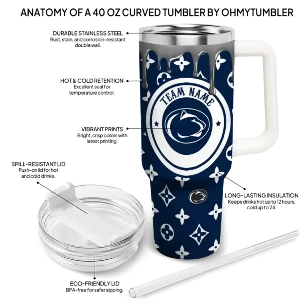 personalized penn state nittany lions bullseye drips blue curved tumbler new arrival.webp