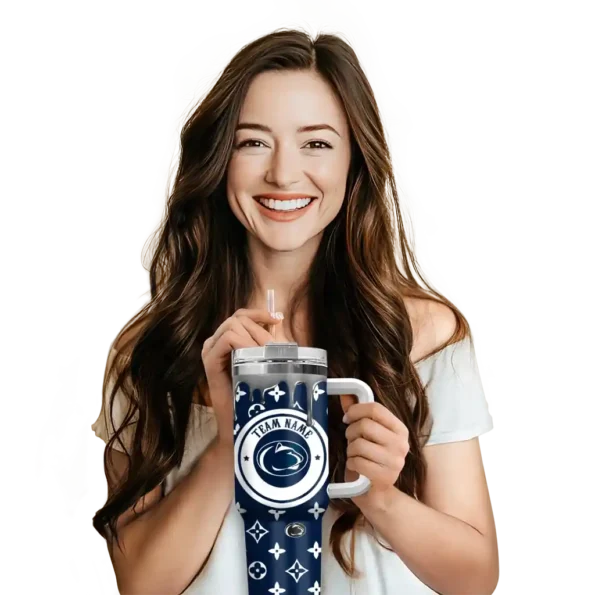 personalized penn state nittany lions bullseye drips blue curved tumbler premium grade.webp