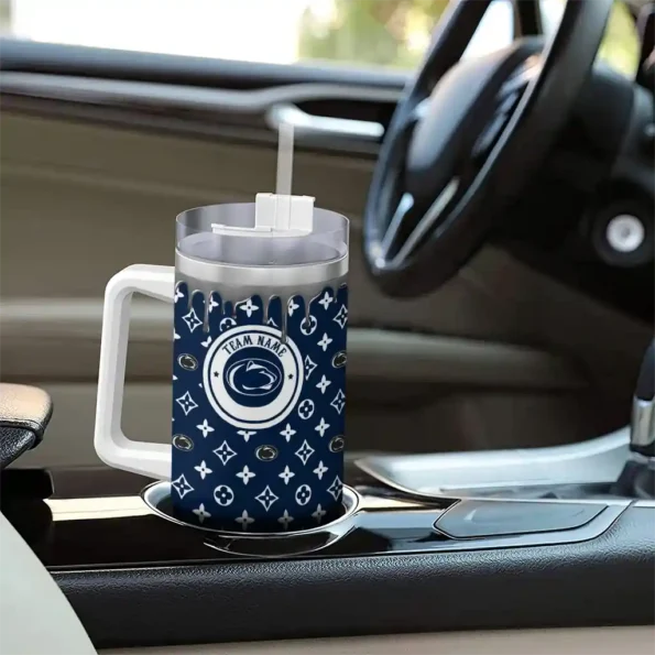 personalized penn state nittany lions bullseye drips blue curved tumbler trendy.webp