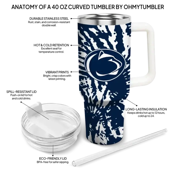personalized penn state nittany lions burst swirl blue curved tumbler new arrival.webp