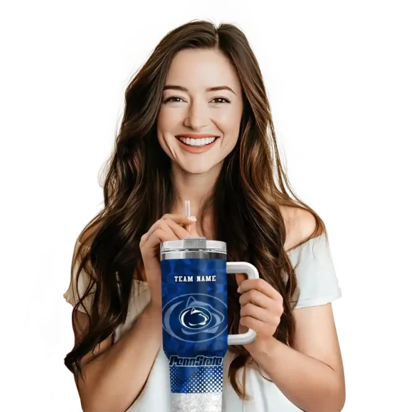 personalized penn state nittany lions geometric prism blue curved tumbler premium grade.webp