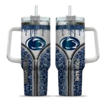 personalized penn state nittany lions leopard zipper blue curved tumbler best selling.webp