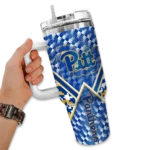 personalized pittsburgh panthers chevron angle royal blue curved tumbler best selling.webp