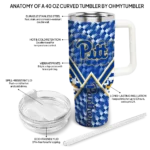 personalized pittsburgh panthers chevron angle royal blue curved tumbler best selling.webp