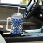 personalized pittsburgh panthers chevron angle royal blue curved tumbler best selling.webp