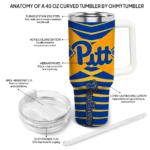 personalized pittsburgh panthers chevron layers royal blue curved tumbler best selling.webp