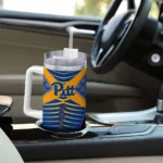 personalized pittsburgh panthers chevron layers royal blue curved tumbler best selling.webp