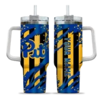 personalized pittsburgh panthers claw cut royal blue black curved tumbler best selling.webp