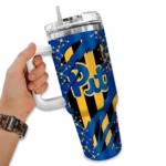 personalized pittsburgh panthers claw cut royal blue black curved tumbler best selling.webp