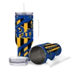 personalized pittsburgh panthers claw cut royal blue black curved tumbler best selling.webp