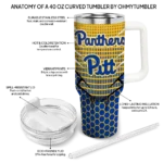 personalized pittsburgh panthers hex texture royal blue curved tumbler best selling.webp