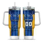 personalized pittsburgh panthers hexagon armor royal blue curved tumbler best selling.webp