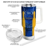 personalized pittsburgh panthers hexagon armor royal blue curved tumbler best selling.webp