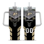 personalized purdue boilermakers arrow armor gold black curved tumbler best selling.webp