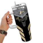 personalized purdue boilermakers arrow armor gold black curved tumbler best selling.webp