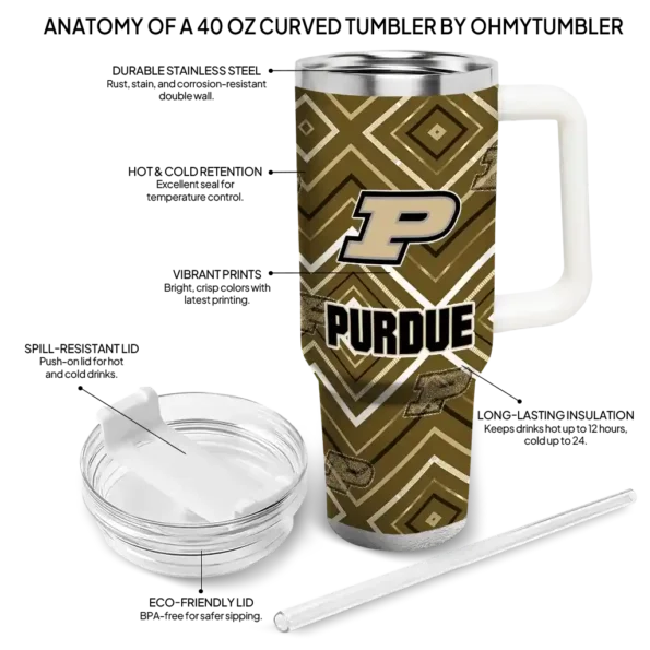 personalized purdue boilermakers bold diamonds gold curved tumbler new arrival.webp