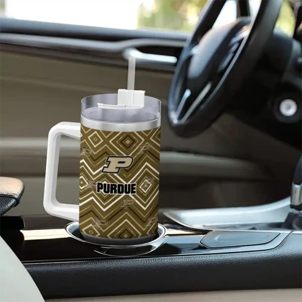 personalized purdue boilermakers bold diamonds gold curved tumbler trendy.webp