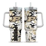 personalized purdue boilermakers camo mashup gold white curved tumbler best selling.webp