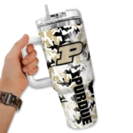 personalized purdue boilermakers camo mashup gold white curved tumbler best selling.webp