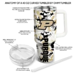 personalized purdue boilermakers camo mashup gold white curved tumbler best selling.webp