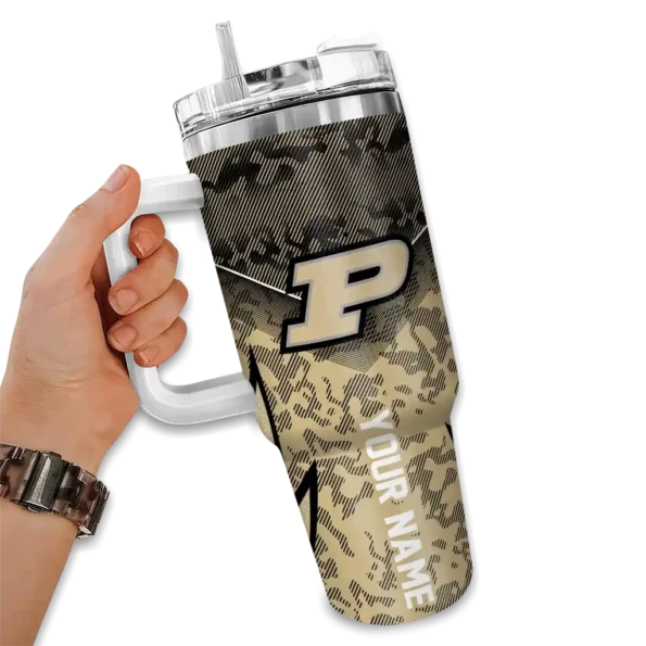 personalized purdue boilermakers chevron stripe gold curved tumbler fashion forward.webp