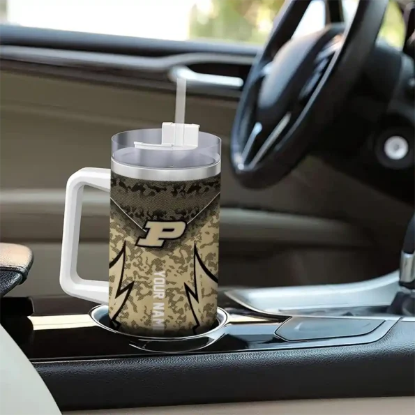 personalized purdue boilermakers chevron stripe gold curved tumbler trendy.webp