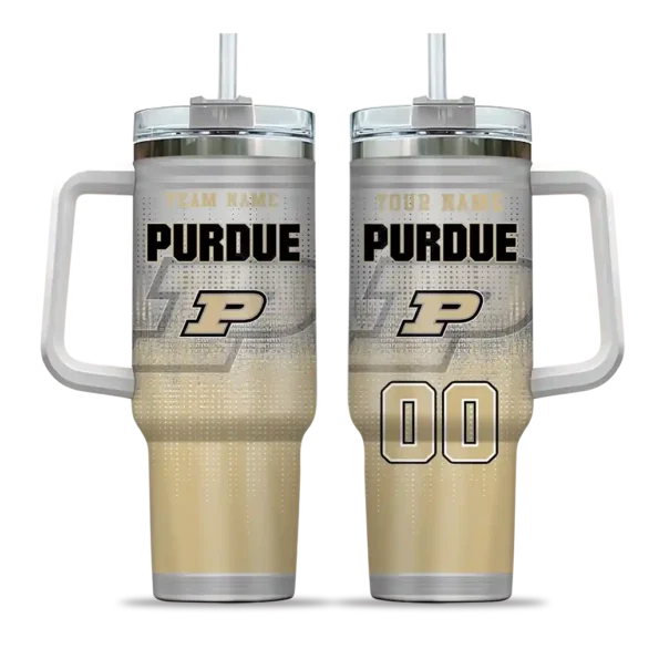 personalized purdue boilermakers gradient dots gold curved tumbler best selling.webp