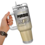 personalized purdue boilermakers gradient dots gold curved tumbler best selling.webp