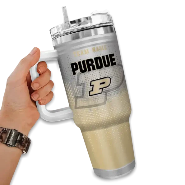 personalized purdue boilermakers gradient dots gold curved tumbler fashion forward.webp